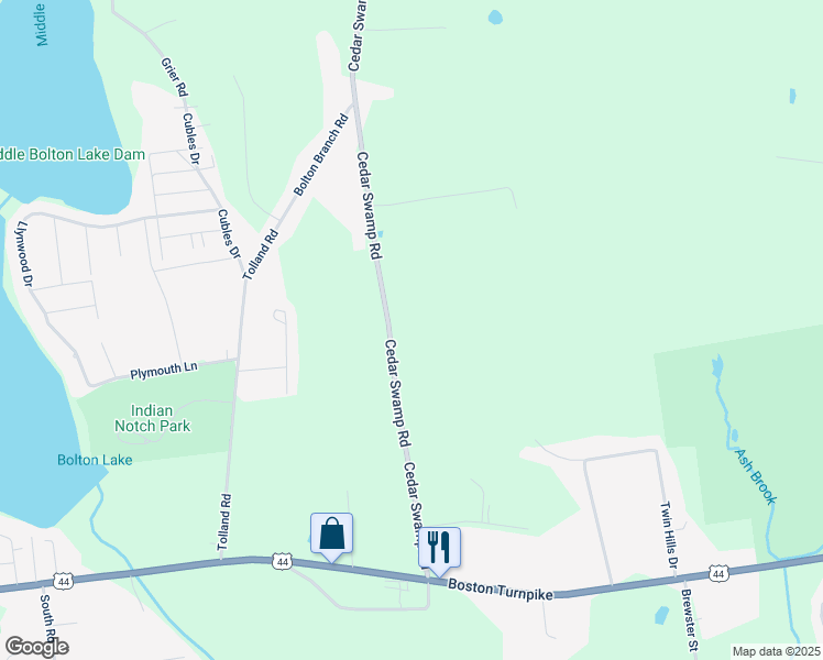 map of restaurants, bars, coffee shops, grocery stores, and more near 240 Cedar Swamp Road in Coventry