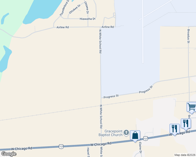 map of restaurants, bars, coffee shops, grocery stores, and more near 68482 North White School Road in Sturgis