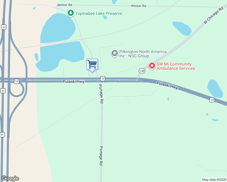 map of restaurants, bars, coffee shops, grocery stores, and more near 2150 West Chicago Road in Niles