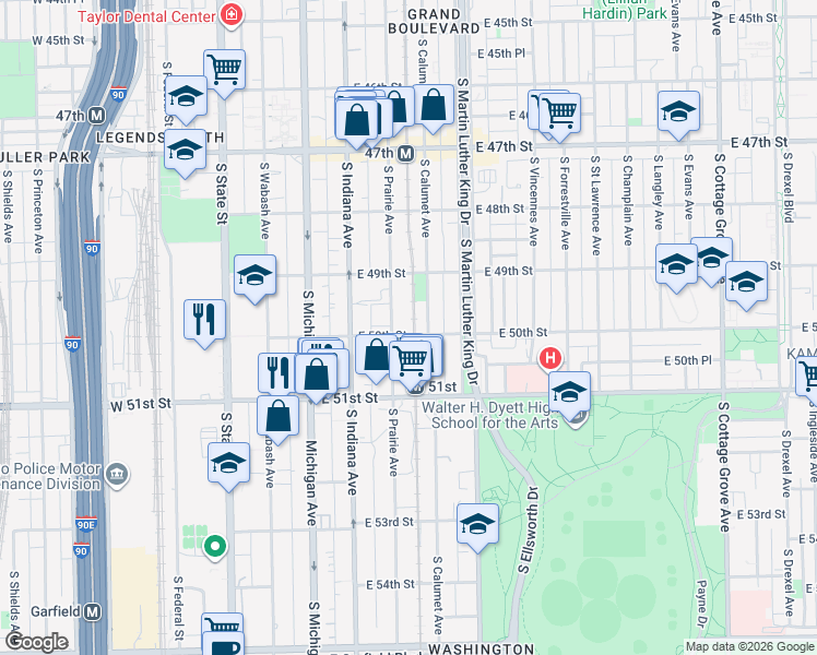 map of restaurants, bars, coffee shops, grocery stores, and more near in Chicago