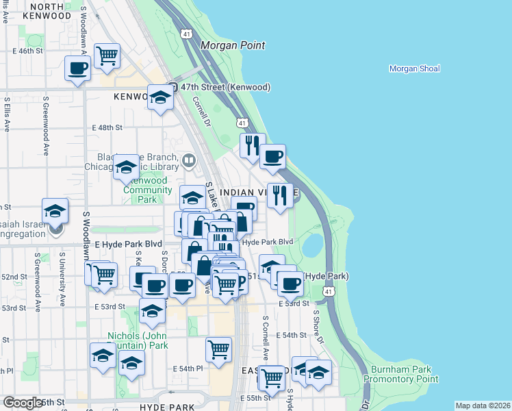 map of restaurants, bars, coffee shops, grocery stores, and more near in Chicago
