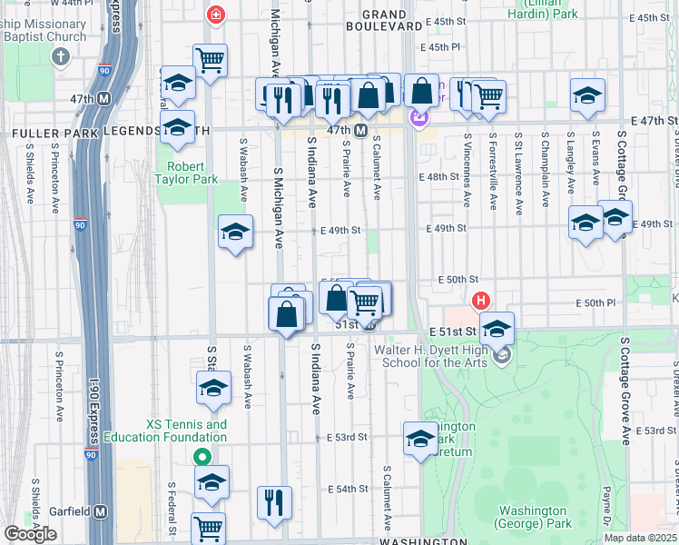 map of restaurants, bars, coffee shops, grocery stores, and more near in Chicago