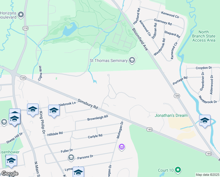 map of restaurants, bars, coffee shops, grocery stores, and more near 16 Tabor Circle in West Hartford