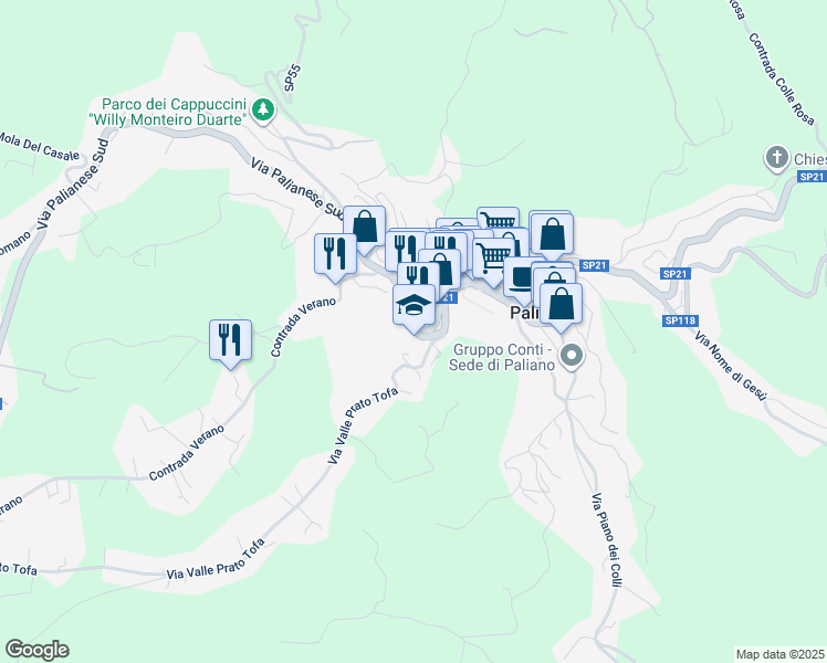 map of restaurants, bars, coffee shops, grocery stores, and more near 2 Via Fratelli Beguinot in Paliano