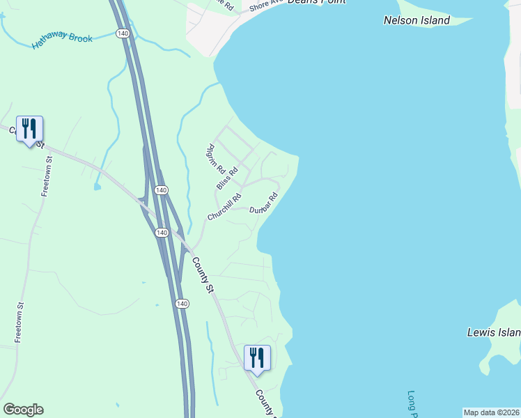 map of restaurants, bars, coffee shops, grocery stores, and more near 6 Sandy Point Road in Lakeville