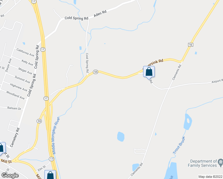 map of restaurants, bars, coffee shops, grocery stores, and more near 5900 State Route 55 in Liberty