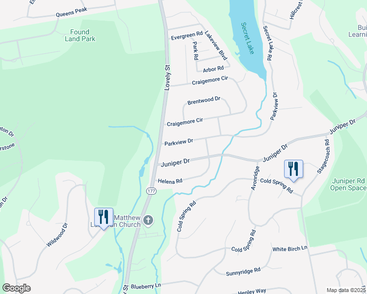 map of restaurants, bars, coffee shops, grocery stores, and more near 18 Parkview Drive in Avon