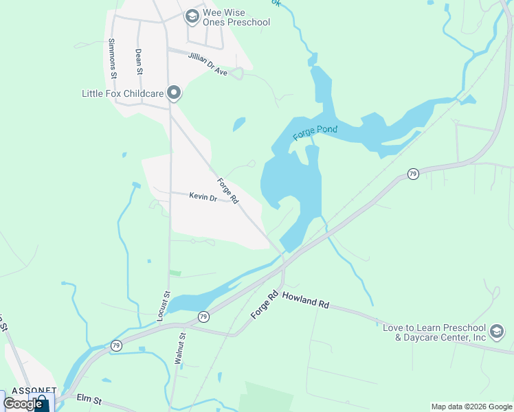 map of restaurants, bars, coffee shops, grocery stores, and more near 52 Forge Road in Freetown