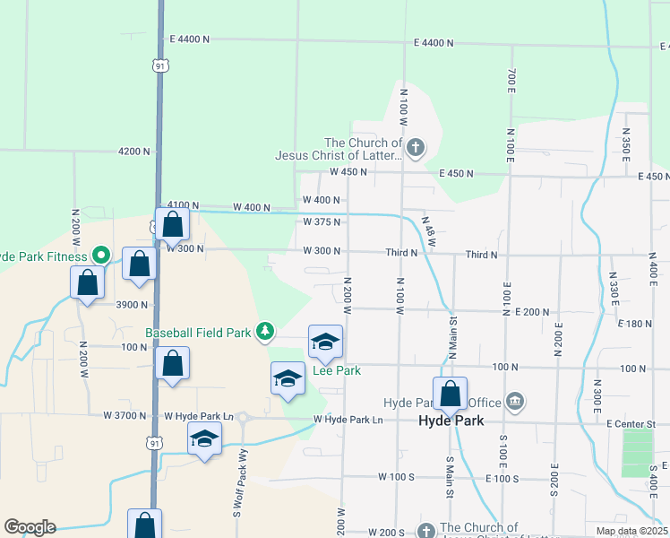 map of restaurants, bars, coffee shops, grocery stores, and more near 221 West 260 North in Hyde Park
