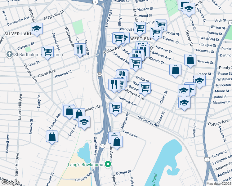 map of restaurants, bars, coffee shops, grocery stores, and more near 5 Avon Street in Providence