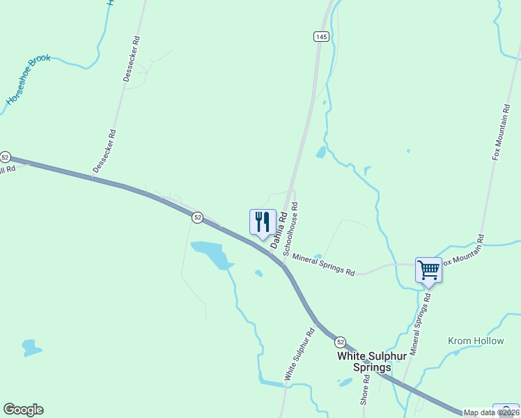 map of restaurants, bars, coffee shops, grocery stores, and more near 28 Rolling Meadows Road in White Sulphur Springs