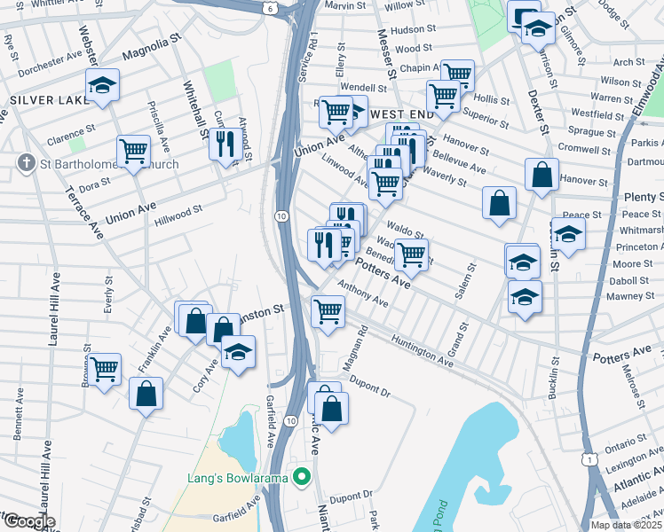 map of restaurants, bars, coffee shops, grocery stores, and more near 737 Cranston Street in Providence