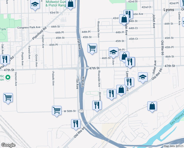 map of restaurants, bars, coffee shops, grocery stores, and more near 8201 West 47th Street in McCook