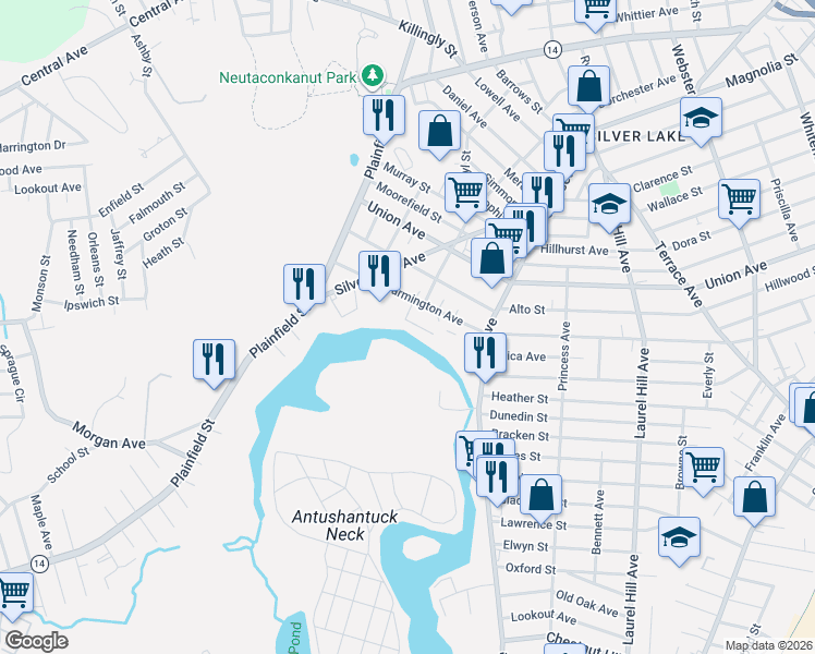 map of restaurants, bars, coffee shops, grocery stores, and more near 25 Tripoli Street in Providence