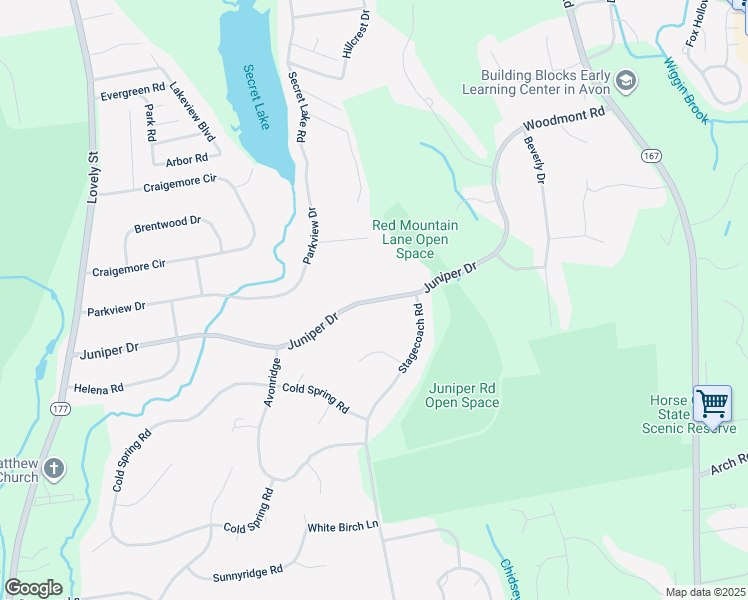 map of restaurants, bars, coffee shops, grocery stores, and more near 146 Juniper Dr in Avon