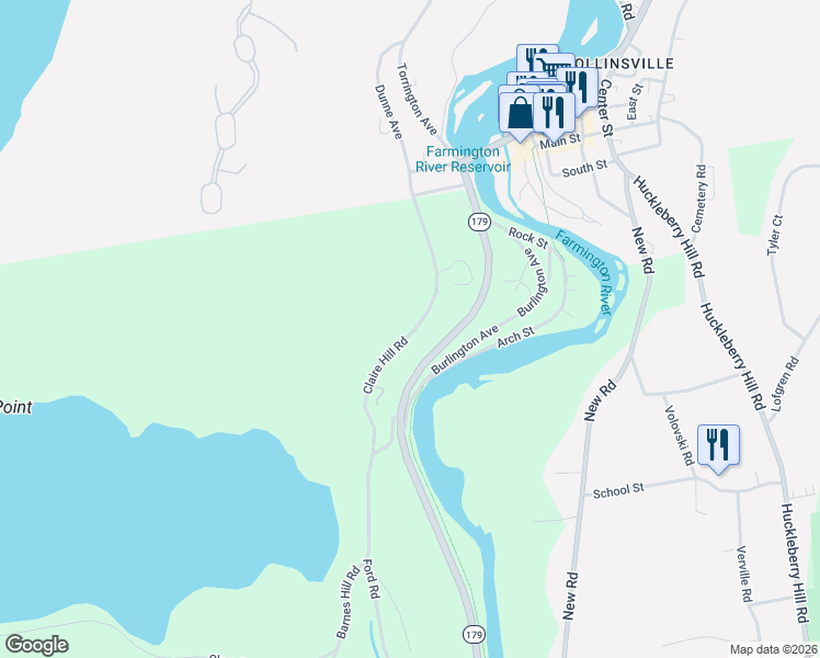 map of restaurants, bars, coffee shops, grocery stores, and more near 61 Claire Hill Road in Burlington