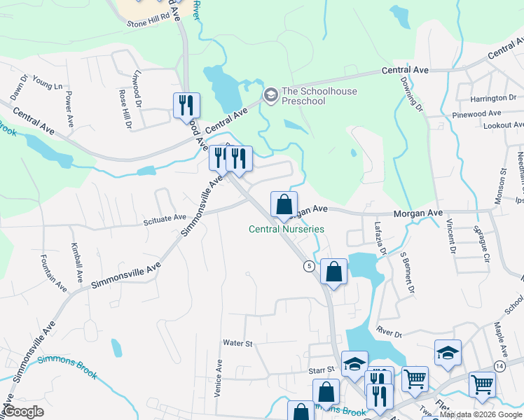 map of restaurants, bars, coffee shops, grocery stores, and more near 1164 Atwood Avenue in Johnston