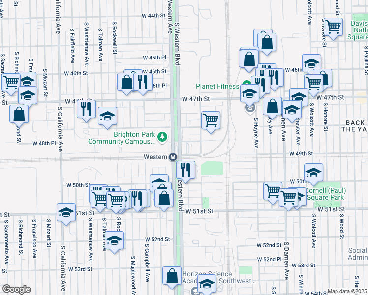 map of restaurants, bars, coffee shops, grocery stores, and more near in Chicago