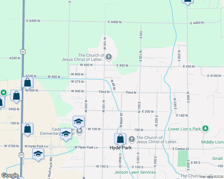 map of restaurants, bars, coffee shops, grocery stores, and more near 55 West 300 North in Hyde Park