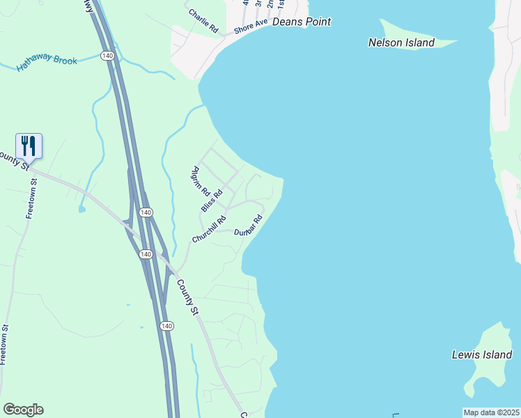 map of restaurants, bars, coffee shops, grocery stores, and more near 26 Dunbar Road in Lakeville