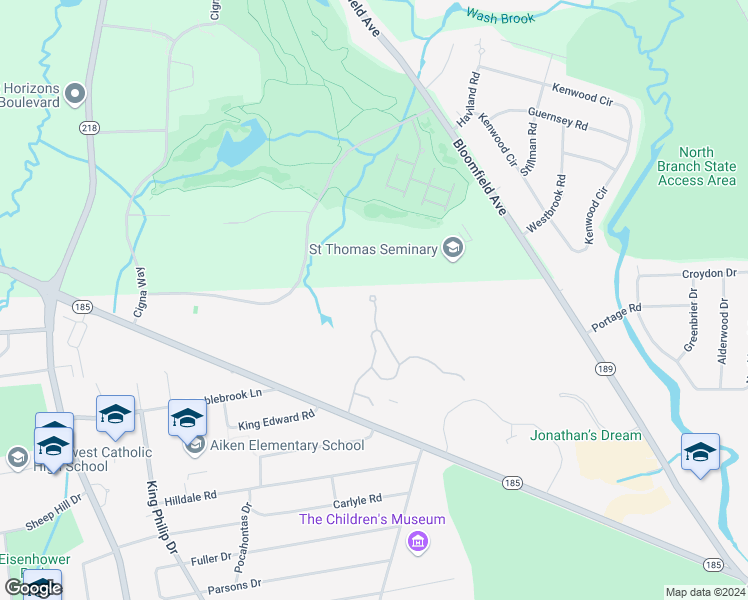 map of restaurants, bars, coffee shops, grocery stores, and more near Tabor Circle in West Hartford