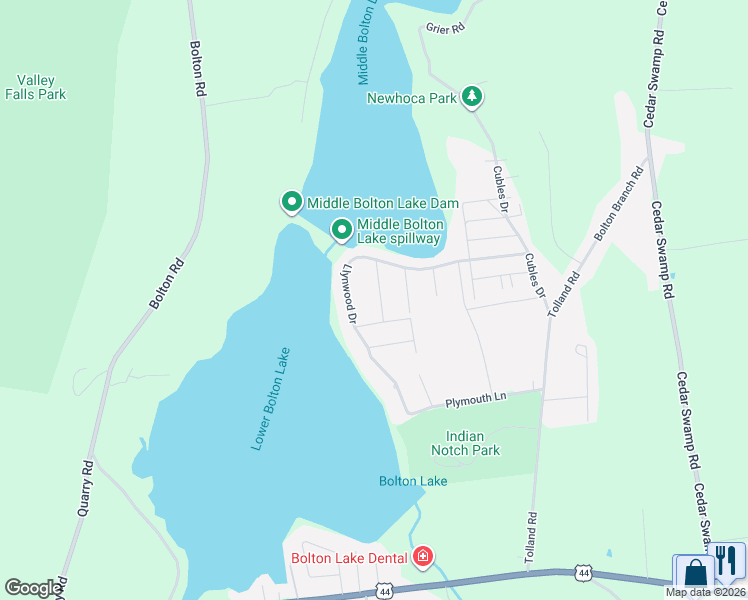 map of restaurants, bars, coffee shops, grocery stores, and more near 19 Juniper Lane in Vernon