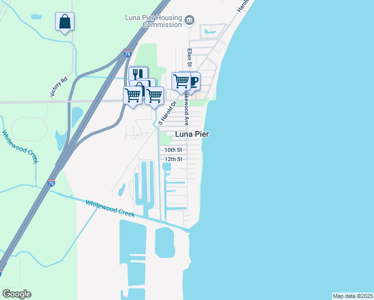 map of restaurants, bars, coffee shops, grocery stores, and more near 4351 10th Street in Luna Pier