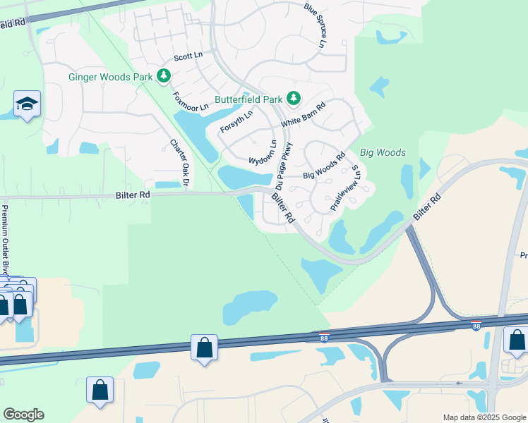 map of restaurants, bars, coffee shops, grocery stores, and more near 2481 Wilton Lane in Aurora