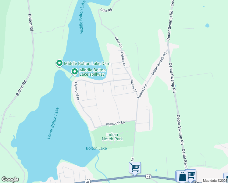 map of restaurants, bars, coffee shops, grocery stores, and more near 5 Miller Road in Vernon