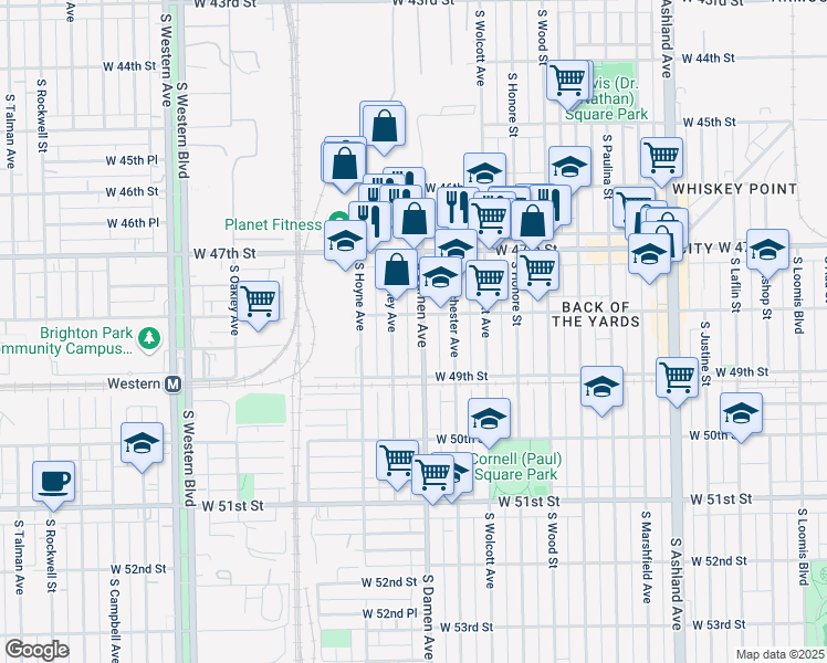 map of restaurants, bars, coffee shops, grocery stores, and more near in Chicago