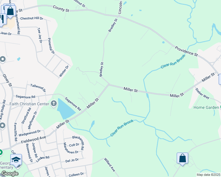 map of restaurants, bars, coffee shops, grocery stores, and more near 325 Miller Street in Seekonk