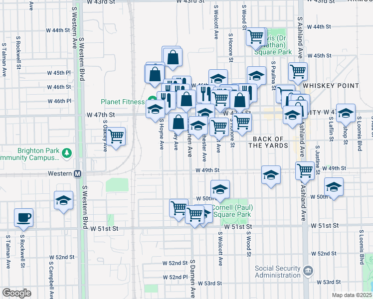 map of restaurants, bars, coffee shops, grocery stores, and more near in Chicago