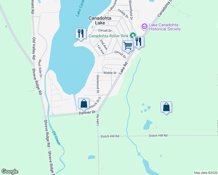 map of restaurants, bars, coffee shops, grocery stores, and more near 16257 Lake Road in Union City