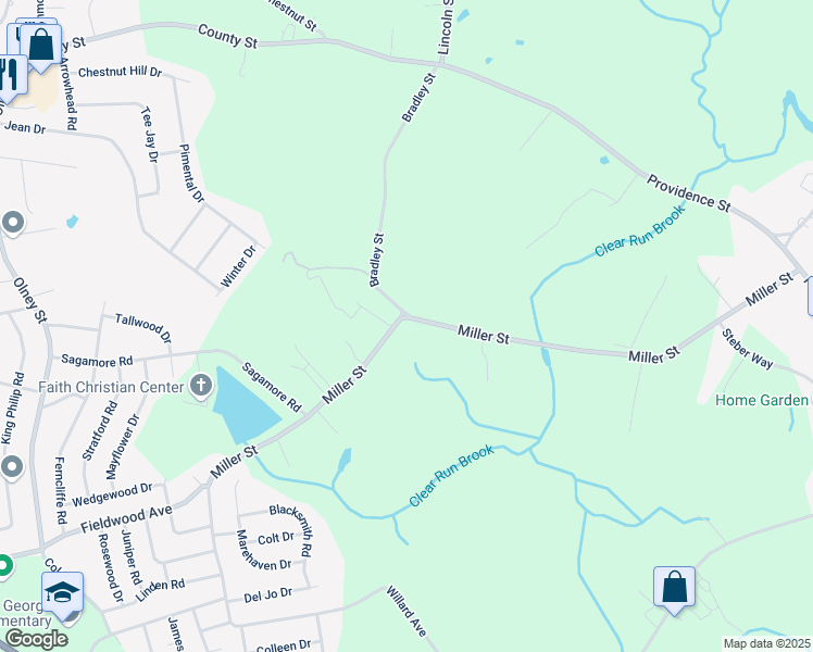 map of restaurants, bars, coffee shops, grocery stores, and more near 325 Miller Street in Seekonk