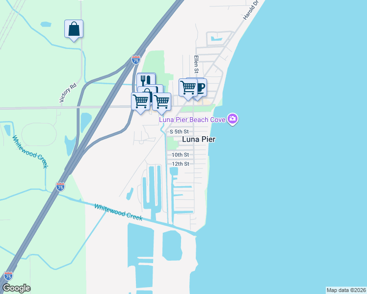 map of restaurants, bars, coffee shops, grocery stores, and more near 4345 8th Street in Luna Pier