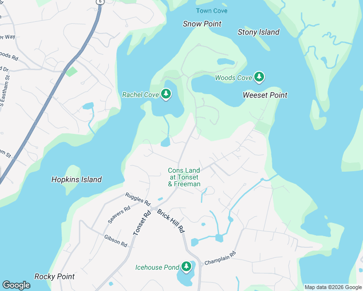 map of restaurants, bars, coffee shops, grocery stores, and more near 3 Snow Way in Orleans