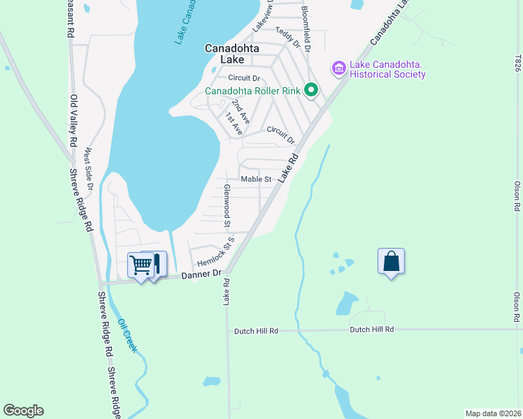 map of restaurants, bars, coffee shops, grocery stores, and more near 16257 Lake Road in Union City