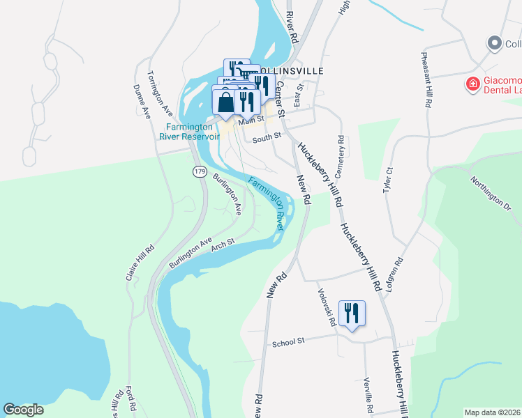 map of restaurants, bars, coffee shops, grocery stores, and more near 3 Rock Street in Burlington