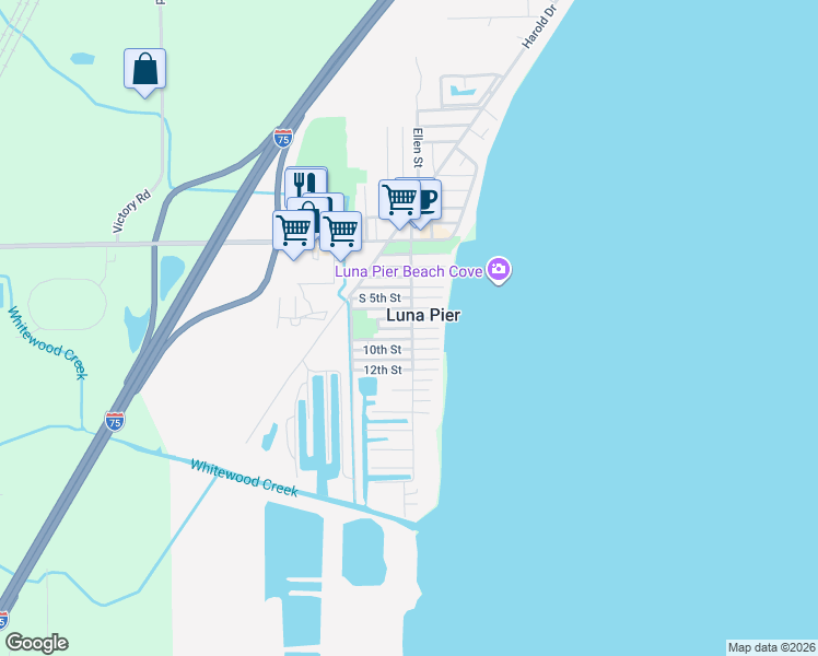 map of restaurants, bars, coffee shops, grocery stores, and more near 4345 8th Street in Luna Pier