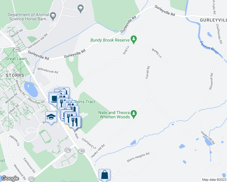 map of restaurants, bars, coffee shops, grocery stores, and more near 20-1 Crest Road in Mansfield