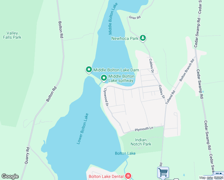 map of restaurants, bars, coffee shops, grocery stores, and more near 5 Juniper Lane in Vernon