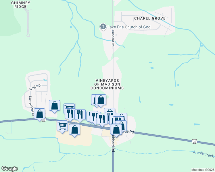 map of restaurants, bars, coffee shops, grocery stores, and more near 6678 Grape Arbor Drive in Madison