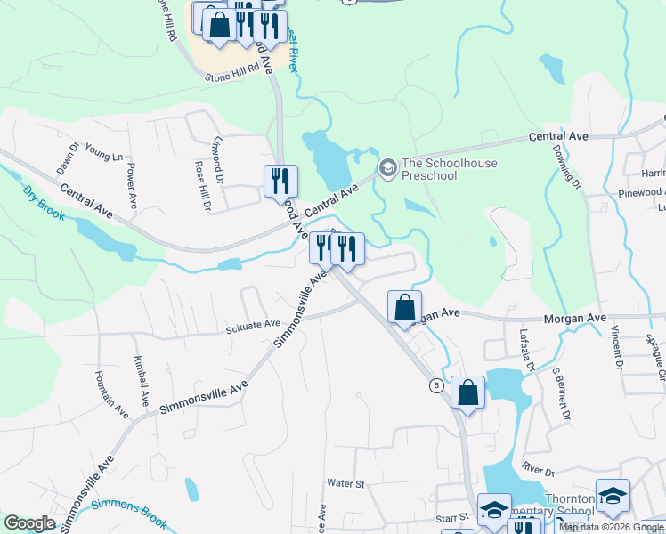 map of restaurants, bars, coffee shops, grocery stores, and more near in Johnston