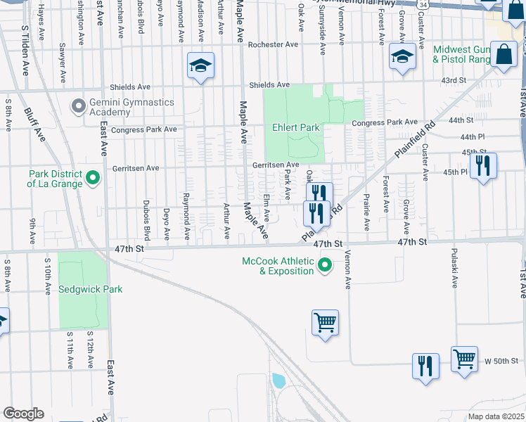 map of restaurants, bars, coffee shops, grocery stores, and more near 9125 Sahler Avenue in Brookfield