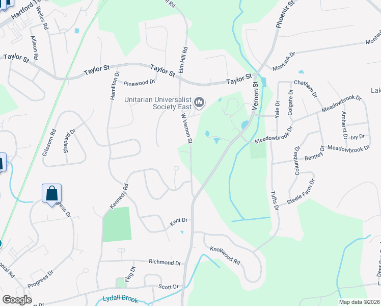 map of restaurants, bars, coffee shops, grocery stores, and more near 100 Vernon Street West in Manchester