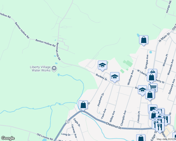 map of restaurants, bars, coffee shops, grocery stores, and more near 30 Revonah Hill Road in Liberty