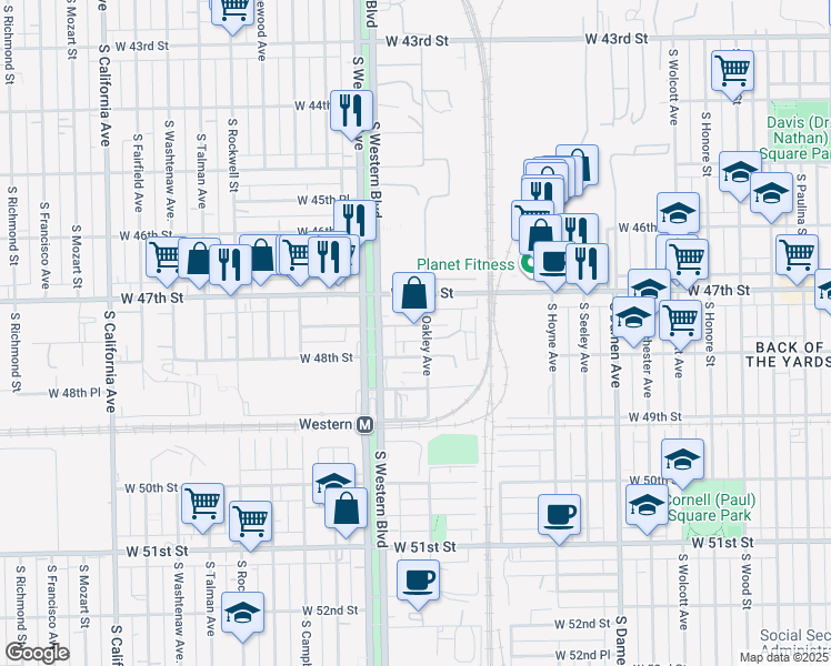 map of restaurants, bars, coffee shops, grocery stores, and more near 2309 West 47th Street in Chicago