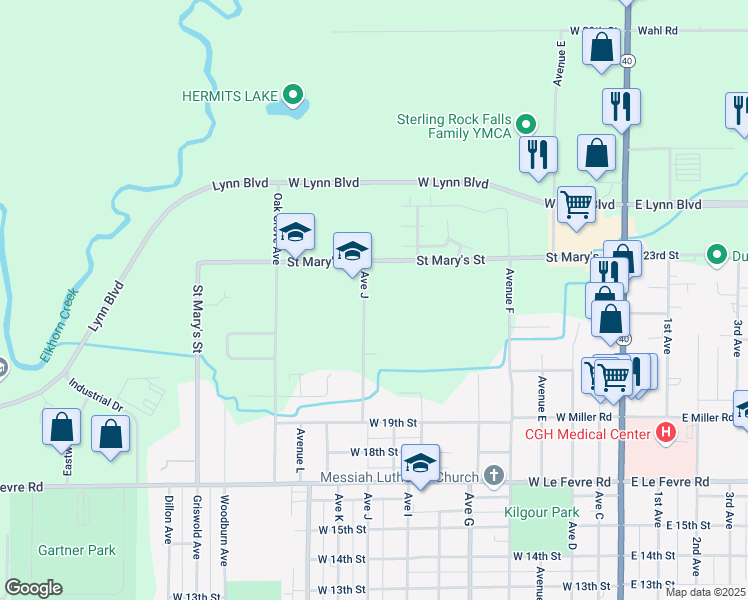 map of restaurants, bars, coffee shops, grocery stores, and more near 2014-2226 Ave J in Sterling