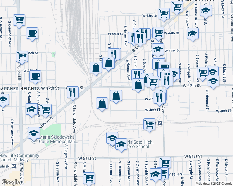 map of restaurants, bars, coffee shops, grocery stores, and more near in Chicago