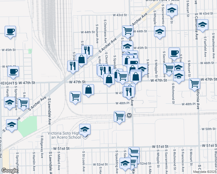 map of restaurants, bars, coffee shops, grocery stores, and more near in Chicago